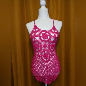 Gypsy Rose hot pink lace cover up, handmade in Thailand